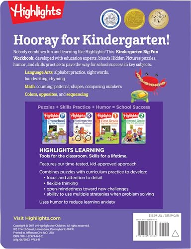 Kindergarten Big Fun Workbook: Kindergarten Workbook With Learning Activities for School Prep and Readiness, Kindergarten Activity Book for Ages 5-6 (Highlights Big Fun Activity Workbooks)