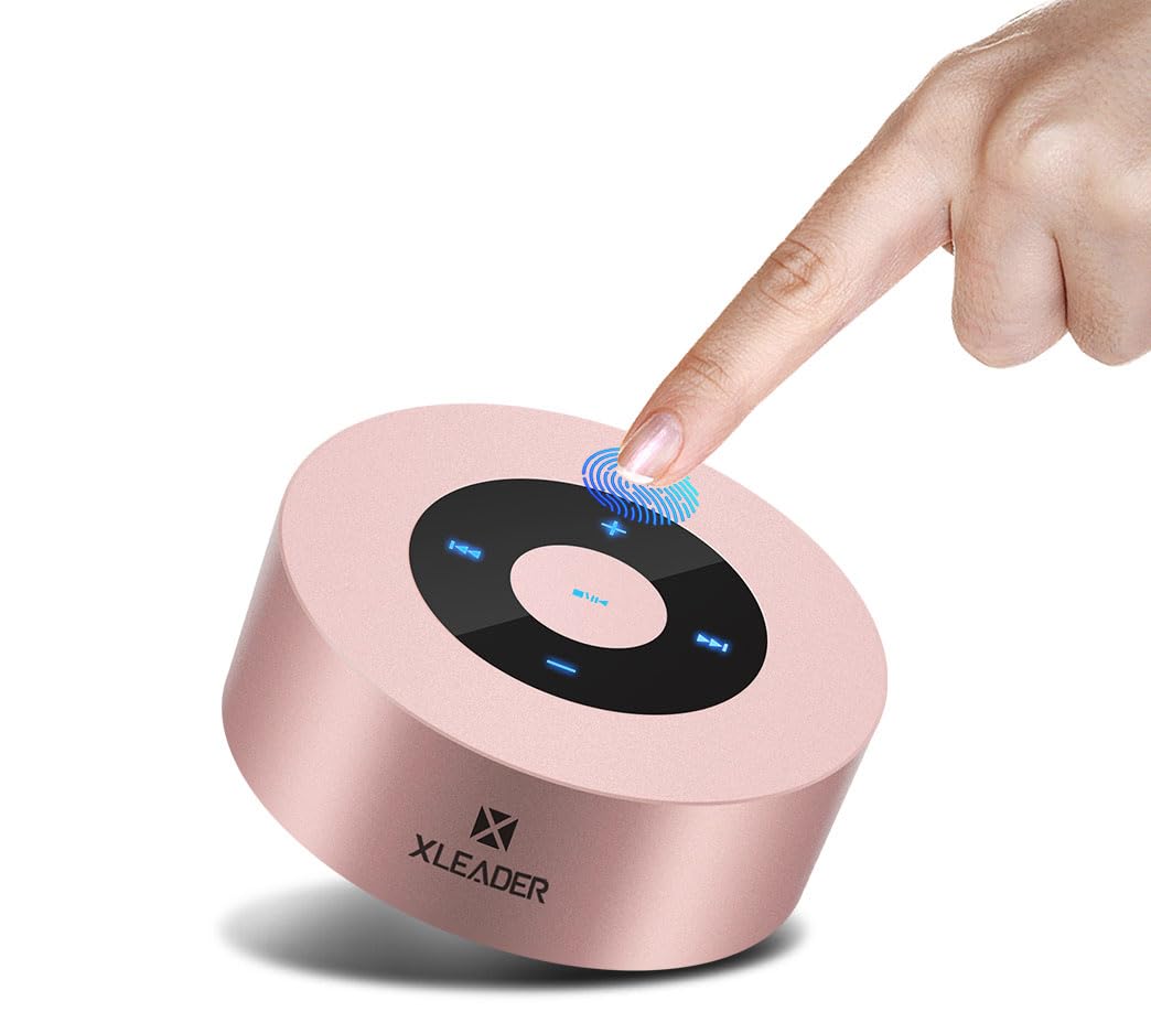 XLEADER Mini Bluetooth Speaker (Gift Box Packed) Portable Speakers Bluetooth Wireless with Micro SD/Mic/Aux Input, Touch Screen, 12H Playtime, Cute Pink Small Speaker for iPhone Laptop Shower Office