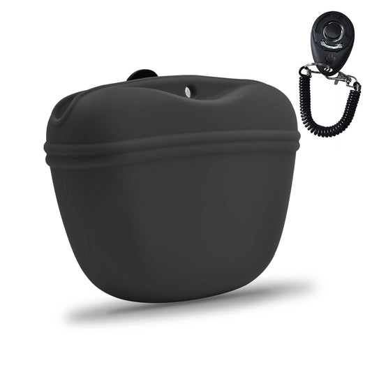AUDWUD Silicone Dog Treat Pouch,With Dog Training Clicker,Clip on Portable Training Container,Convenient Magnetic Buckle Closing and Waist Clip