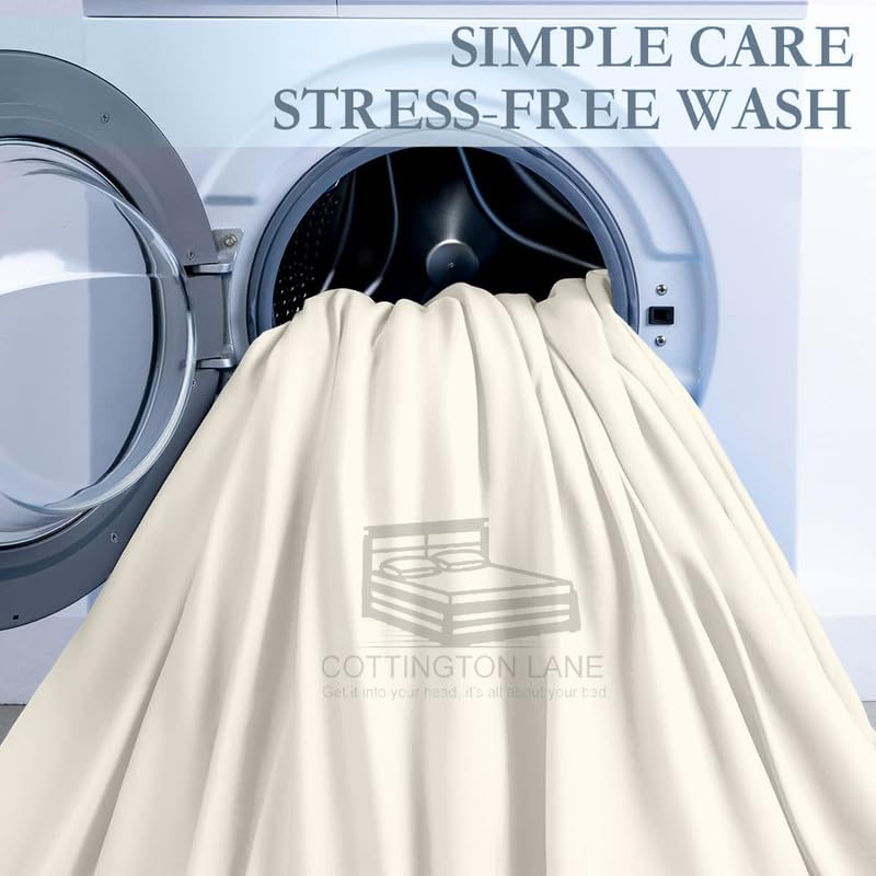 Cottington Lane 1 Piece Full Size Fitted Sheet Only, Premium Hotel Quality Brushed Microfiber 15 Inch Deep Pocket Bottom Sheet, Ultra Soft, Breathable & Durable, Ivory