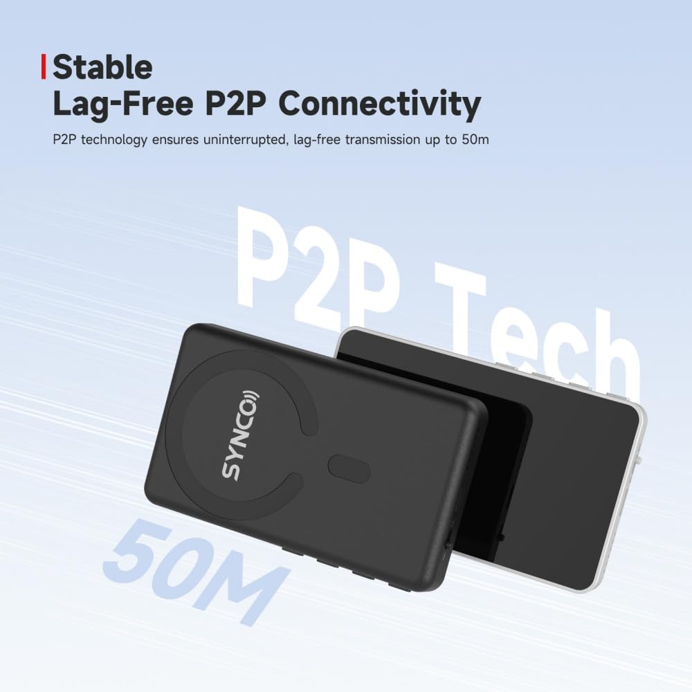 Synco Xview M4 Phone Vlog Selfie Monitor Rear Camera Monitor Video Transmission with 164FT Range, 3H Battery, Built-in Speaker for YouTube TikTok Live Streaming Black Magnectic Case