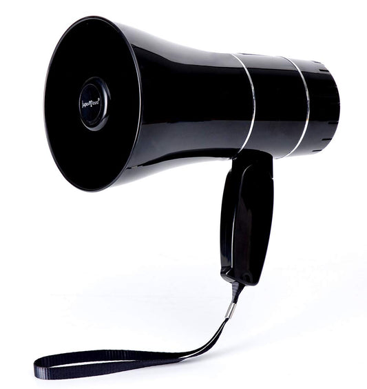 Rechargeable Bullhorn Megaphone Speaker with 240s Recording, Emergency Siren Alarm, U-Disk Playback Portable PA System for Outdoor Events, Coaching, Stadiums Rechargeable Battery Included (Black)