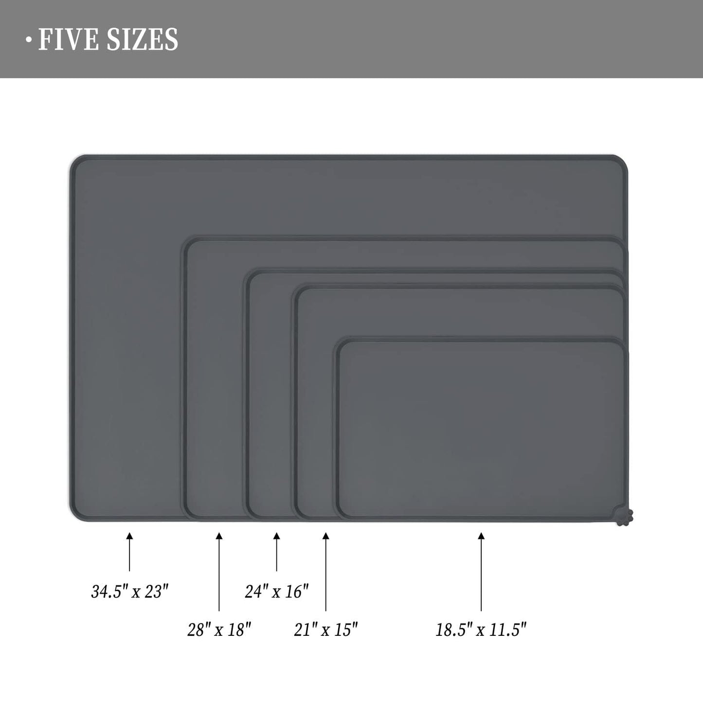 Reopet Waterproof Pet Feeding Mat with High Raised Edges, Heavier and Thicker Placemats for Cat Dog Water Bowl with BPA Free, Dogs Cats Food Mats for Messy Drinkers to Prevent Spill and Protect Floors