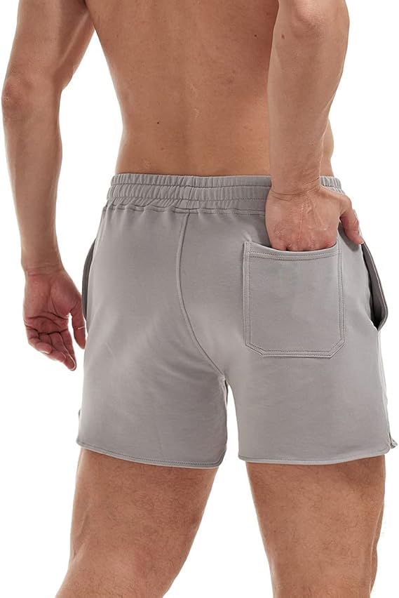 AIMPACT Athletic Shorts for Men 5 Inch Inseam Running Shorts Cotton with Pockets (Gray L)