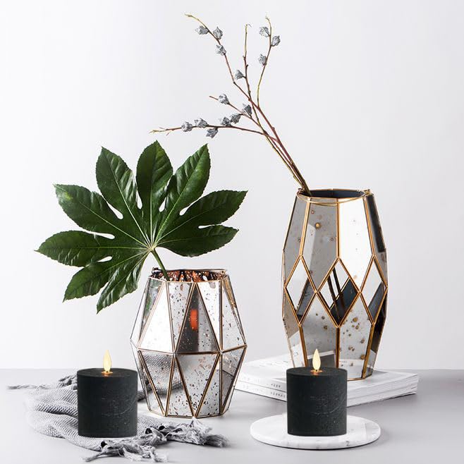 volnyus Black Flameless Candles Set of 2 (3x3 inch) Real Wax Flickering LED Candles Battery Operated with Remote Control Timers for Halloween Fireplace Livingroom Party Dimmable Pillars Flat top