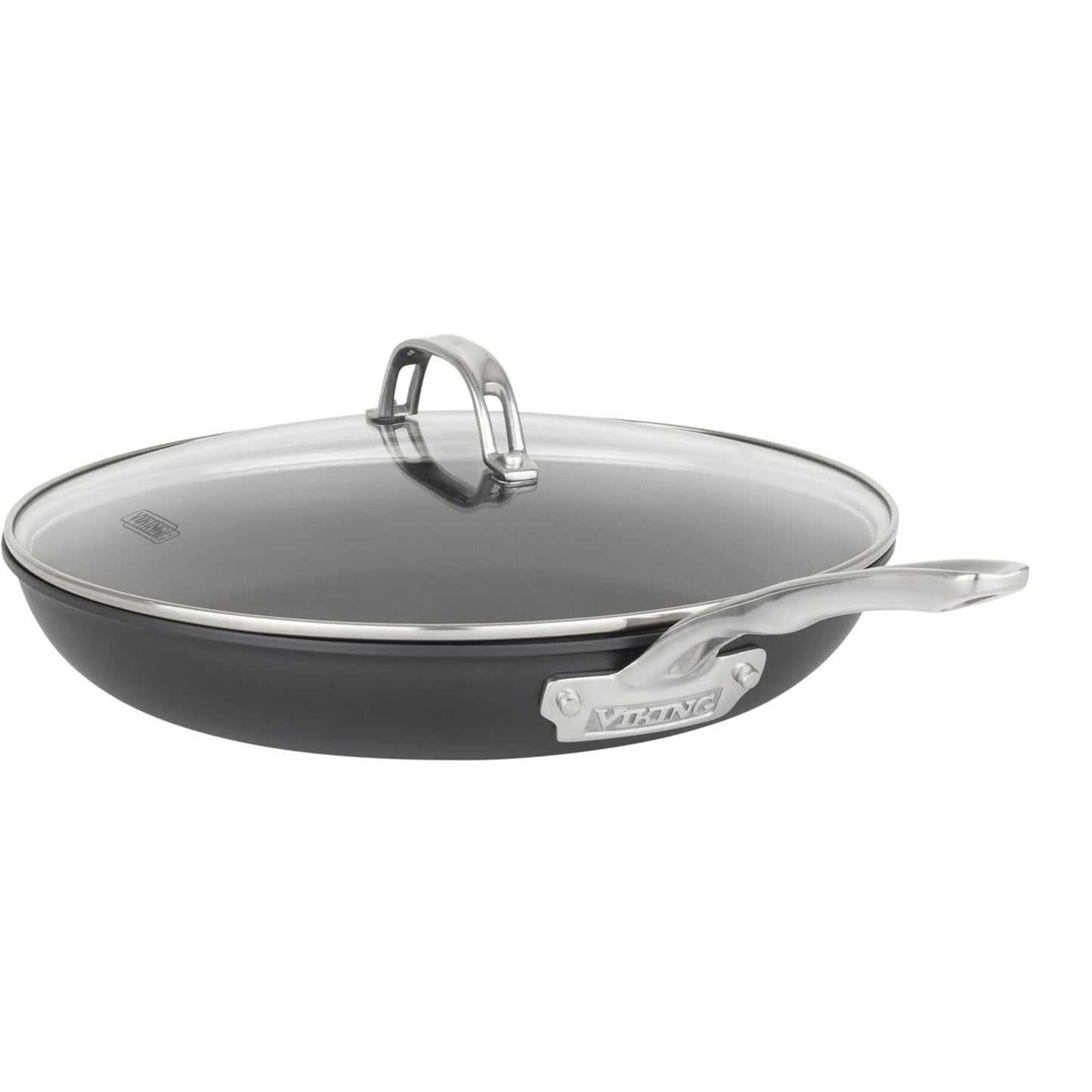 Viking Pots and Pans Set Non Stick, 12 Piece Hard Anodized Kitchen Cookware with Glass Lids, Black