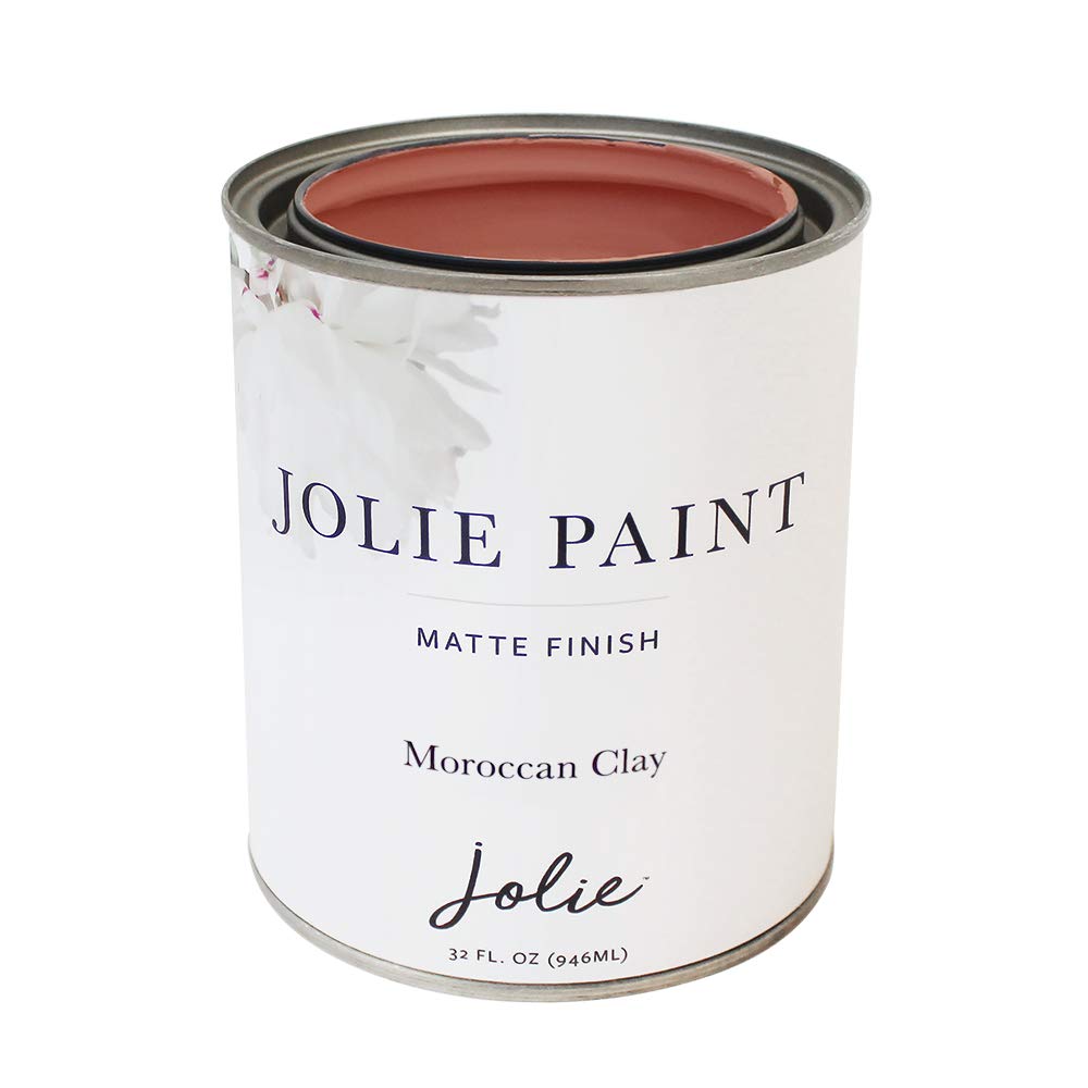 Jolie Paint – Chalk Finish for Furniture, Cabinets, and Décor, Green Wise Certified, No Priming or Sanding, Moroccan Clay [Terracotta Pink], 32 Ounces
