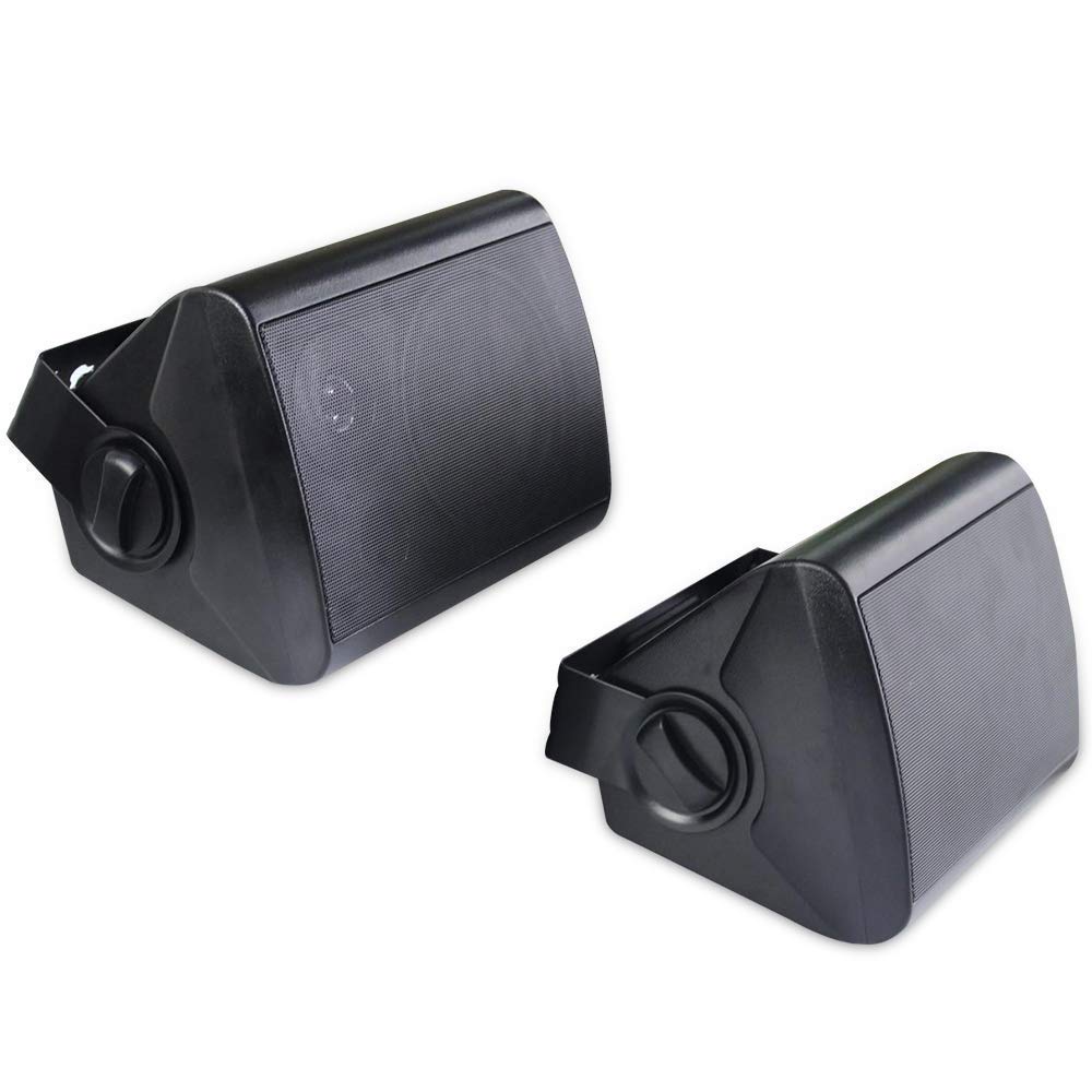 Herdio 5.25 Inch Indoor Outdoor Bluetooth Speakers Patio Waterproof Wired Wall Mount System 300 Watts (Black)