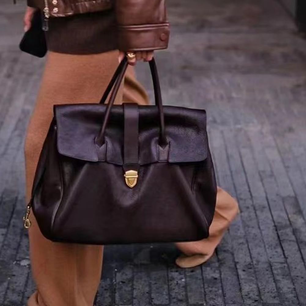 hibear Leather Tote Bag for Women,Luxury Designer Handbags Large Capacity Work Tote Bag Trendy Clutch Purse With Top-handle