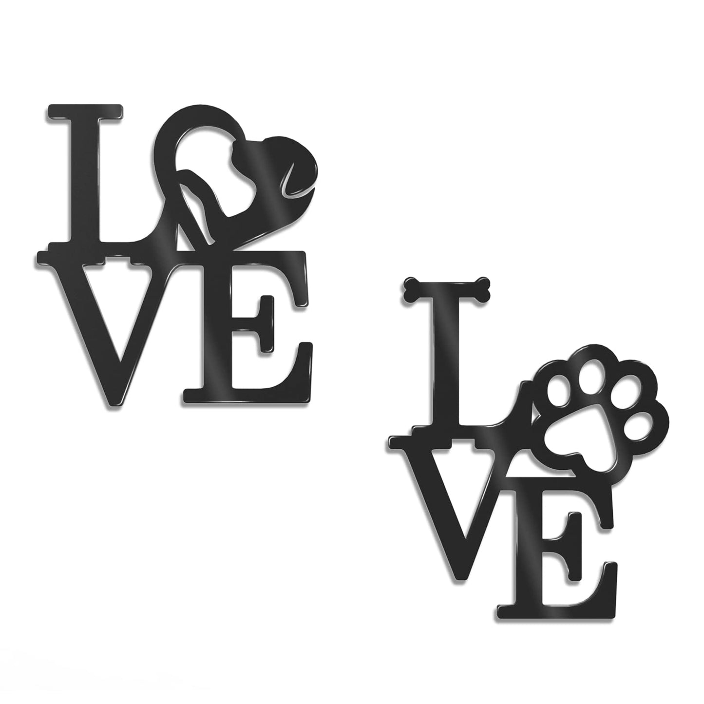 KOYILTD 2PCS Love with Paw Print and love Wall Decor, Dog Lover Home Decor (Black)