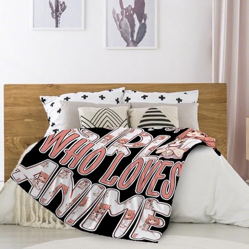 Anime Blanket Just A Girl Who Loves Anime Gifts for Girls Women Cozy Blanket for Bed Couch Sofa 30x40inches