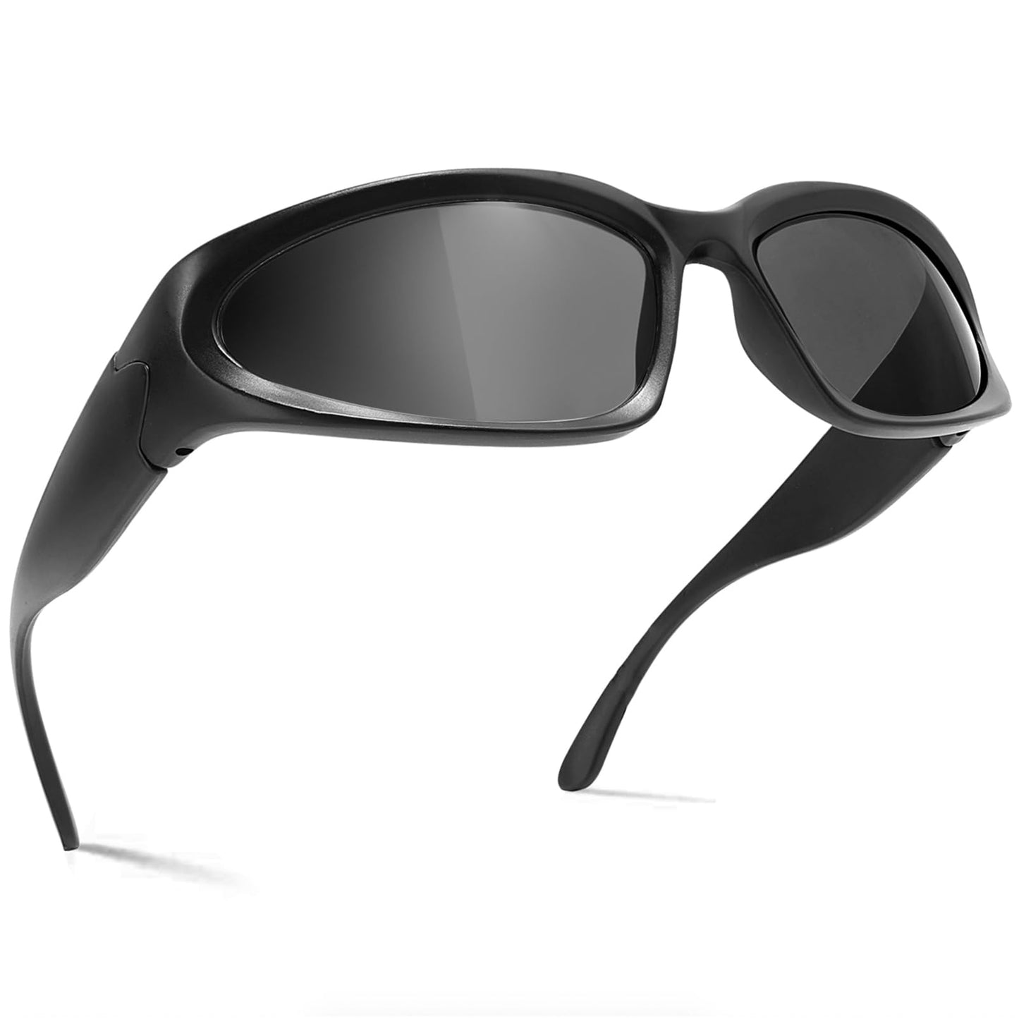 knliwkm Y2K Wrap Around Sunglasses Fashion Rave Metallic Chrome Space Alien Glasses Futuristic Shades Sports for Women Men