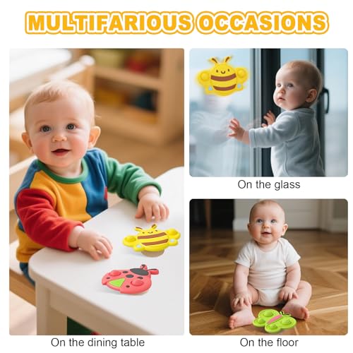 GeeKiPrime Montessori Toys Set for Baby 3 6 12 18 Months, 2-in-1 Silicone Pull String & 3 Insect Spinner Sensory Toy, Teething & Fine Motor Skills Development, Toddler Gift for Boys & Girls 1 2 Year