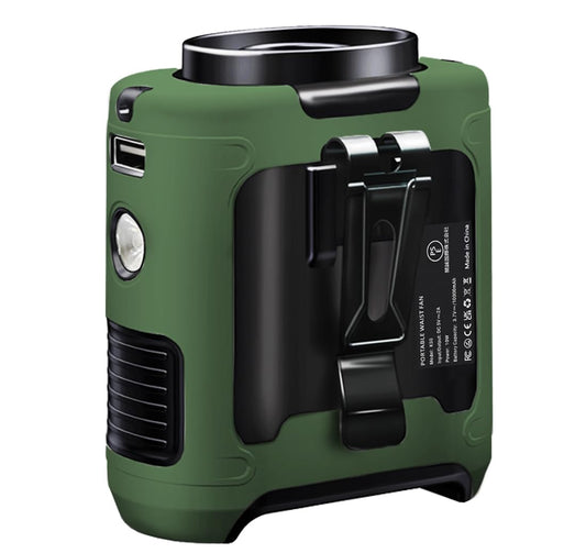 CAZOKASI 2024 Upgrade 10000mAh Waist Clip Fan Wearable Portable Personal Body Fans Powerful Upto 40H Cooling and Heatstroke Prevention (Gray and Orange)