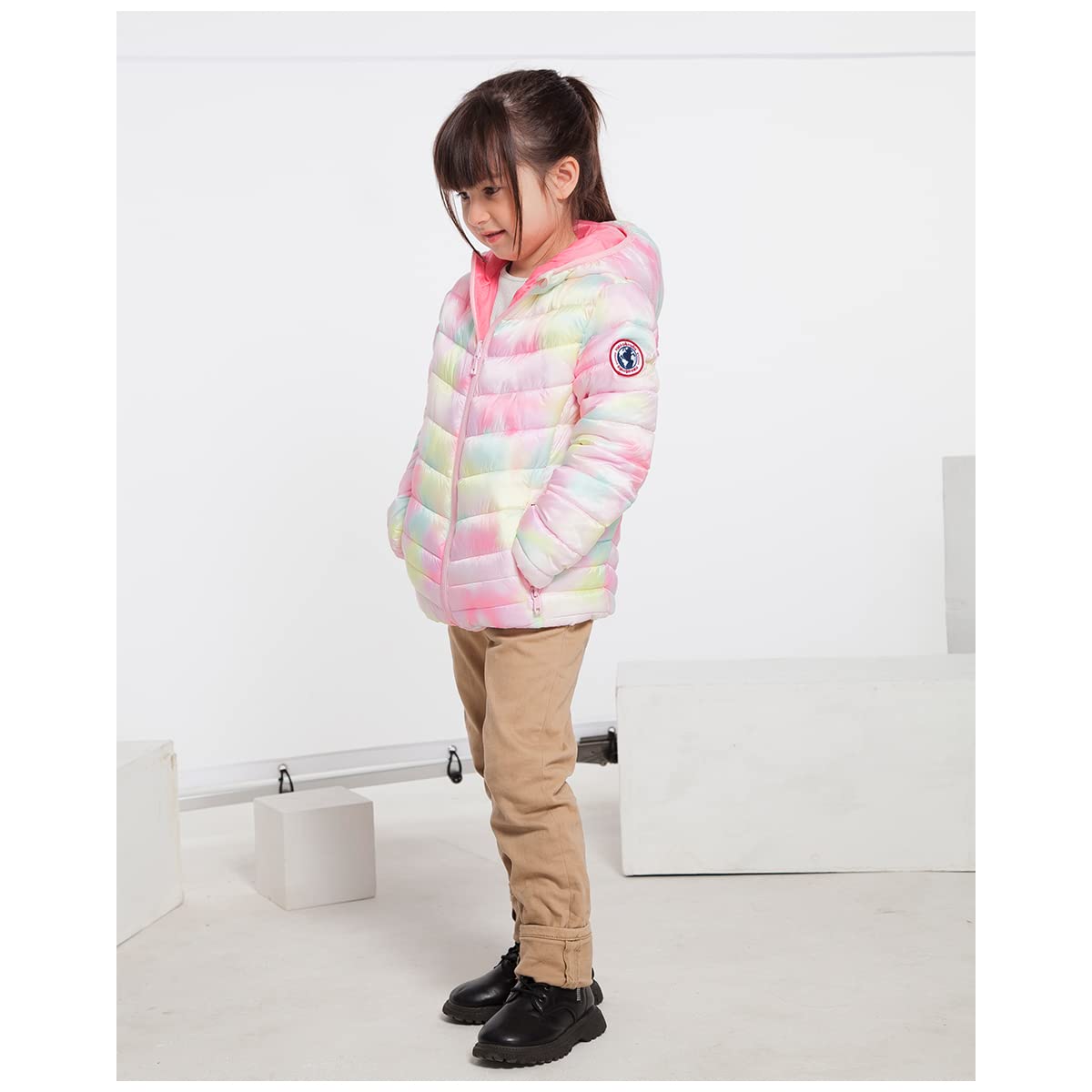 Rokka&Rolla Girls' Reversible Lightweight Puffer Jacket Hooded Water-Resistant Winter Coat
