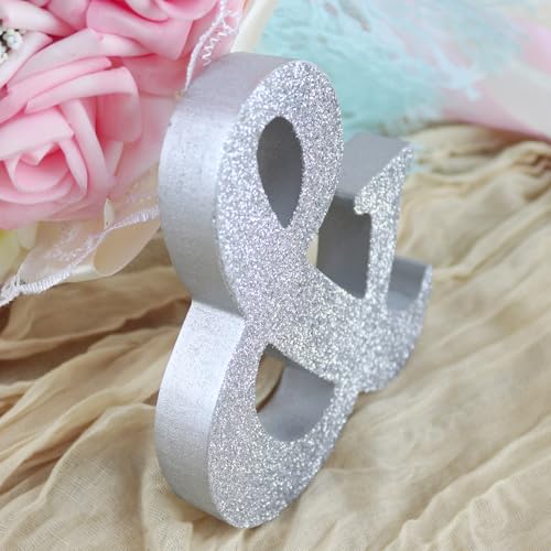 Mr and Mrs Signs Wedding Table Decorations, Wooden Freestanding Letters for Photo Props, Rustic Wedding Decoration, Anniversary Wedding Shower Gift (Silver)