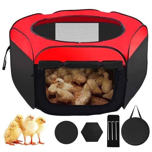 Chick Brooder Box, Chicken Brooder, Chicken House,Pop-Up Baby Chicken Pen Supplies Brooding Up to 15 Baby Chicks,Upgrade Double Door Brooder Box Starter Kit for Chick,Duck and Quail