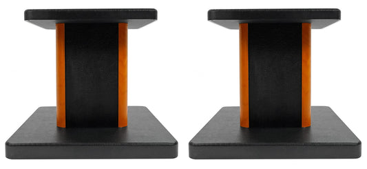 Rockville RHT8C (2) 8" Desktop Speaker Stands, 66 lbs. Capacity, Wood Finish, Resonance-Free, Cable Management, Isolation Pads, for Bookshelf/Studio Monitors
