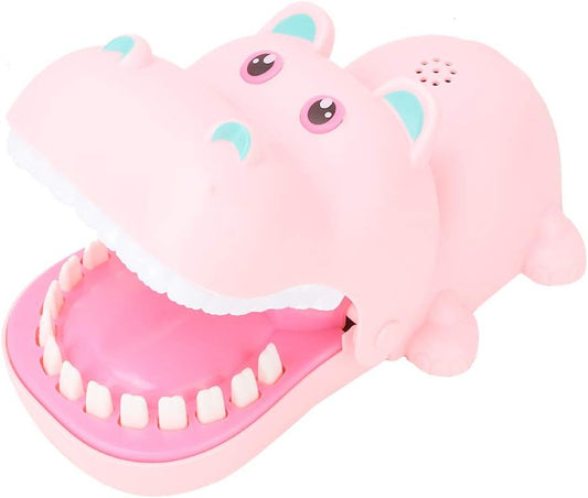 Watris Veiyi Cartoon Hippo Mouth Toy with Teeth, Alligator Teeth Game, Hippo Dentist Toy for Playing Training, Gags Joke Toy, Bite Finger Board Game for Kid Parent-Child Activities