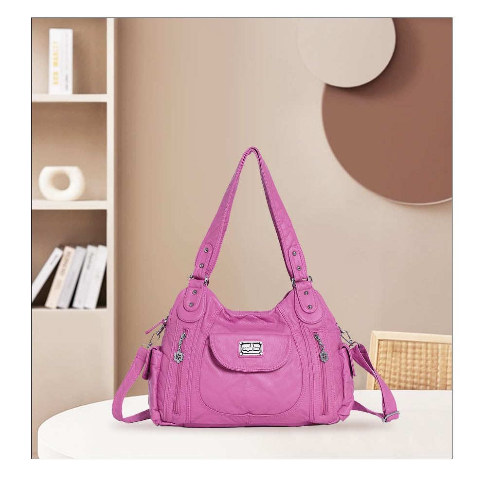 Angel Kiss Purses for Women, Large Shoulder Bag Hobo Tote Purse Mutipocket Faux Leather Satchel Hobo Purse