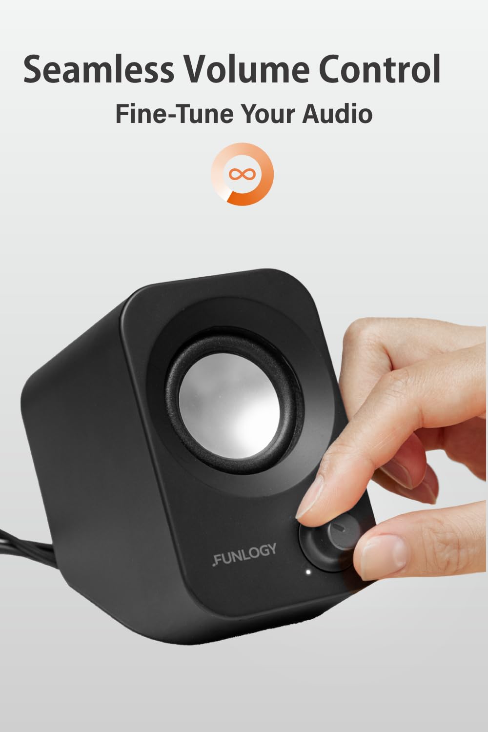 FUNLOGY Speaker - 14W Stereo PC Speakers, USB Powered, Compact Size with 30° Tilt Design, Volume Dial Control, for Desktop, Laptop, Monitor, Gaming Consoles, Black