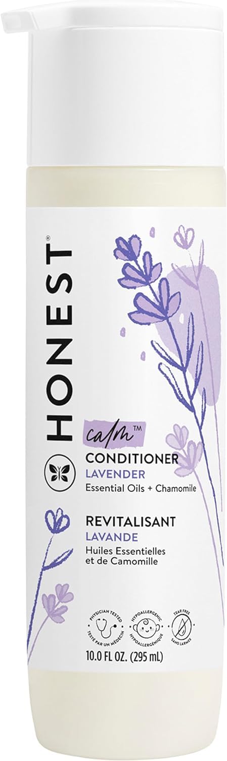 The Honest Company Silicone-Free Conditioner & 2-in-1 Cleansing Shampoo + Body Wash Duo | Gentle for Baby | Naturally Derived | Lavender Calm, 20 fl oz