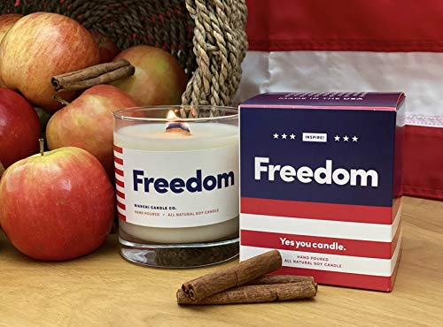 Yes You Candle - Freedom, Carmel Apple, Maple Bourbon, Smoked Hickory Highly-Scented, Inspirational Soy Candle, Made in USA, Pure Essential Oils, Aromatherapy, 9.5 oz