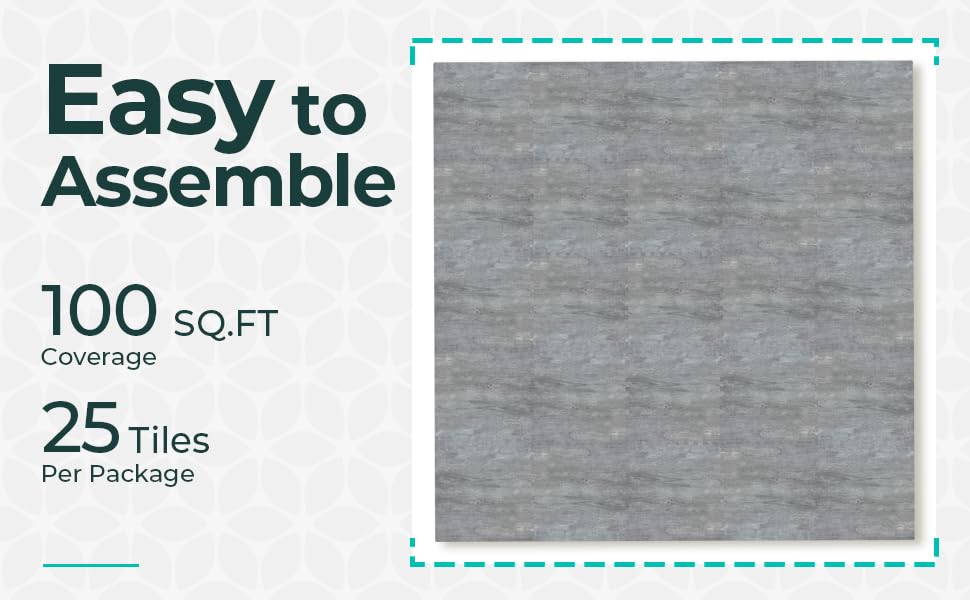 100 Sq. Ft 3/8 Inch Thick Printed Foam Tiles Interlocking Foam Mat, 24" x 24", 25 pcs, Grey Wood Grain Style Print