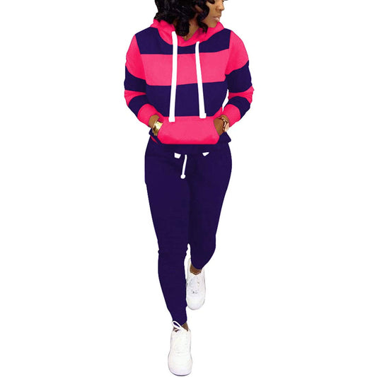 Nimsruc Women's Two Piece Outfits Jogging Suits Long Sleeve Workout Pants Sets Casual Tracksuit Rose Red XL