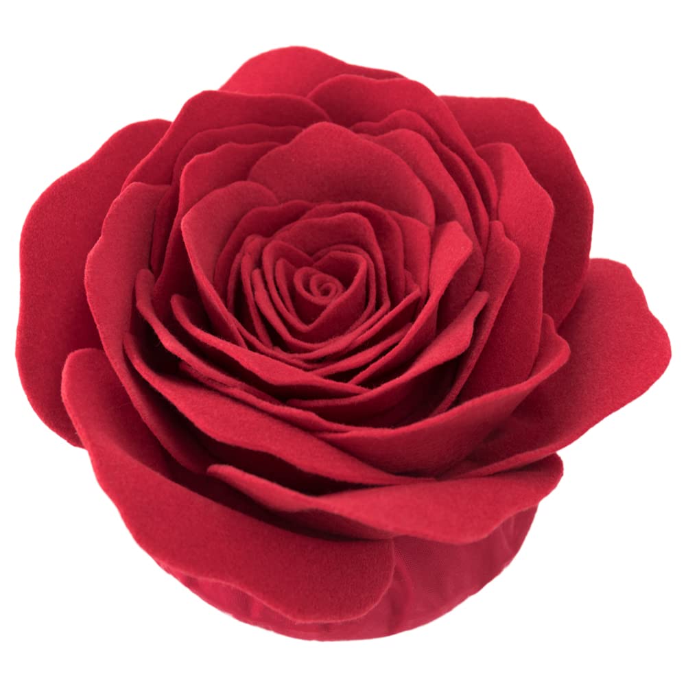 JWH Stereo Flower Throw Pillow Cover Aesthetic Decorative 3D Floral Accent Pillow Case Round Cushion Handmade Pillowcase for Couch Bed Living Room Chair Bedroom 14 Inch Red