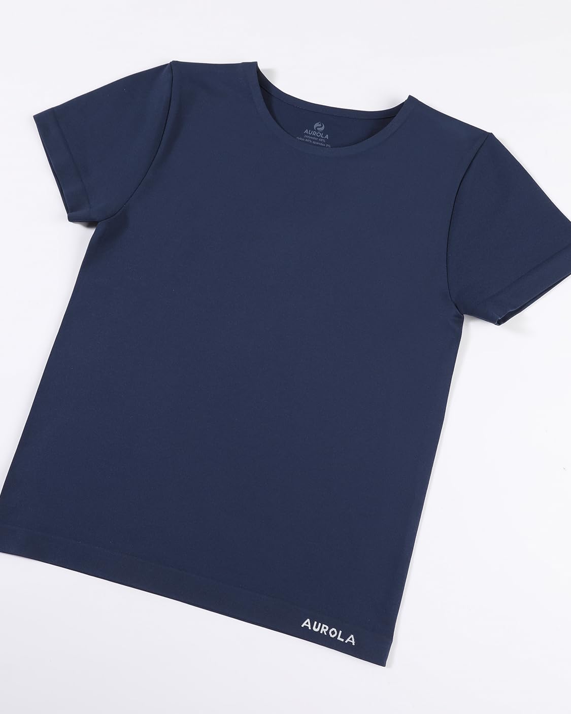 AUROLA Women Essentials Seamless Short Sleeve Fitted Tshirt Gym Workout Athletic Shirts Top Tee Tuxedo Blue