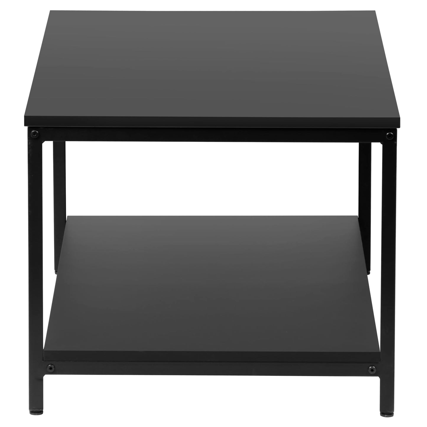 SUPER DEAL 2-Tier Industrial Coffee Table with Storage Shelf for Small Apartment Living Room, Rectangle Wood and Stable Metal TV Stand Side End Table, Black