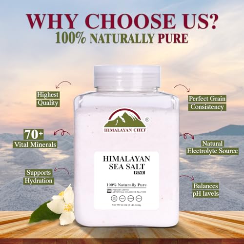 Himalayan Chef Sea Salt Fine Grain, 5 lbs | Rich Minerals, 100% Natural and Unrefined Sea Salt Fine Organic Minerals