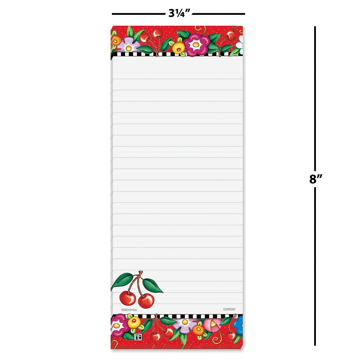 Mary Engelbreit Bright Floral Magnetic Notepad Set – Set of 12 Memo Pads, 6 Designs, 30-Sheet Pads, 3¼ x 8 Inches, Shopping List, to-Do Notes, Printed in The USA, by Current