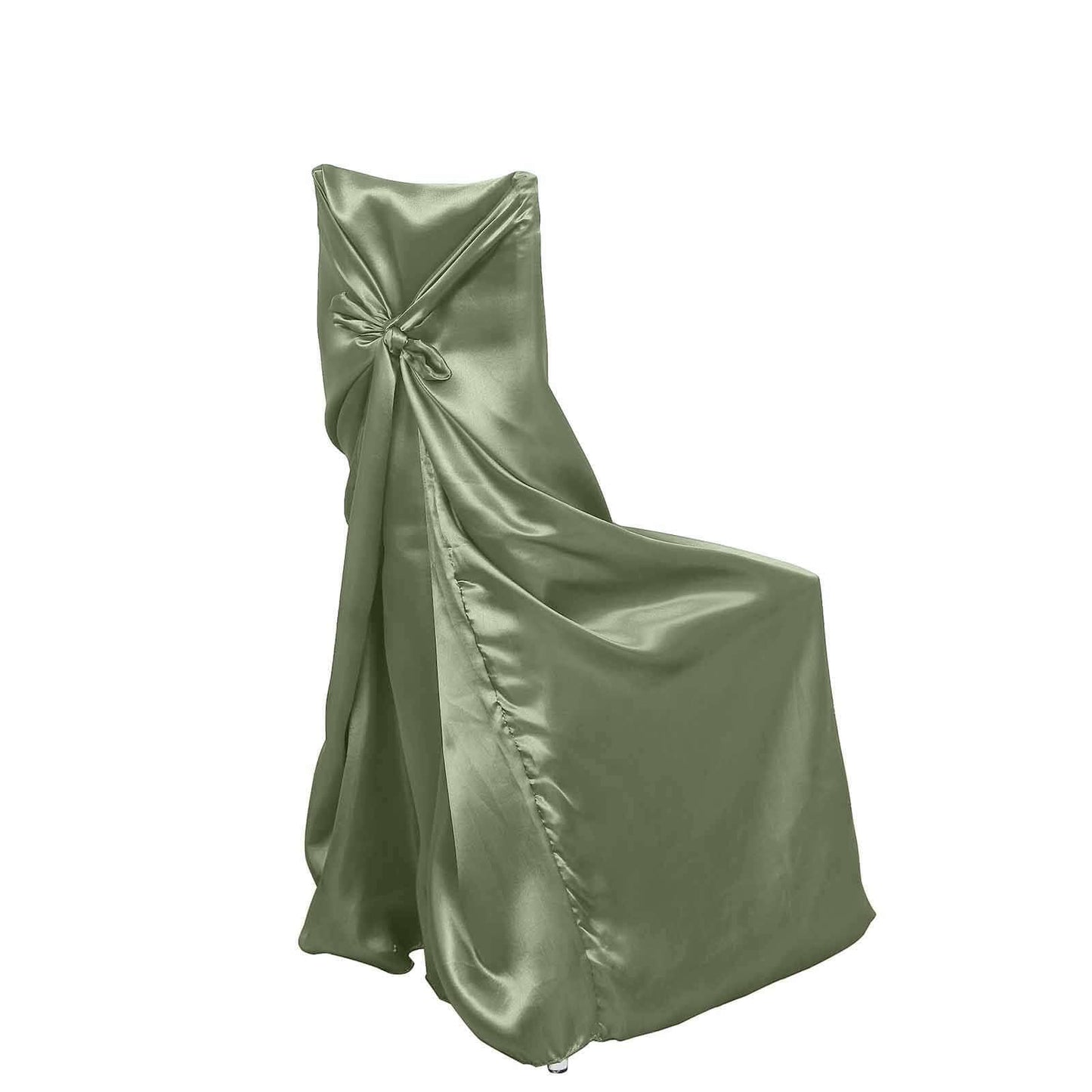 Efavormart Dusty Sage Green Chair Covers for Party 1 PCS Satin Self Tie Universal Banquet Wedding Folding Chair Cover for Dining Chairs Washable Slipcovers for Outdoors Events