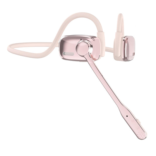 Bluetooth Headphones, LK12 Bluetooth Wireless Headphones with Noise Cancelling Mic, 15.4mm Diaphragm Driver, Open Ear Headset for Meeting Running Cycling (Pink-Louder Volume for Indoor Outdoor)