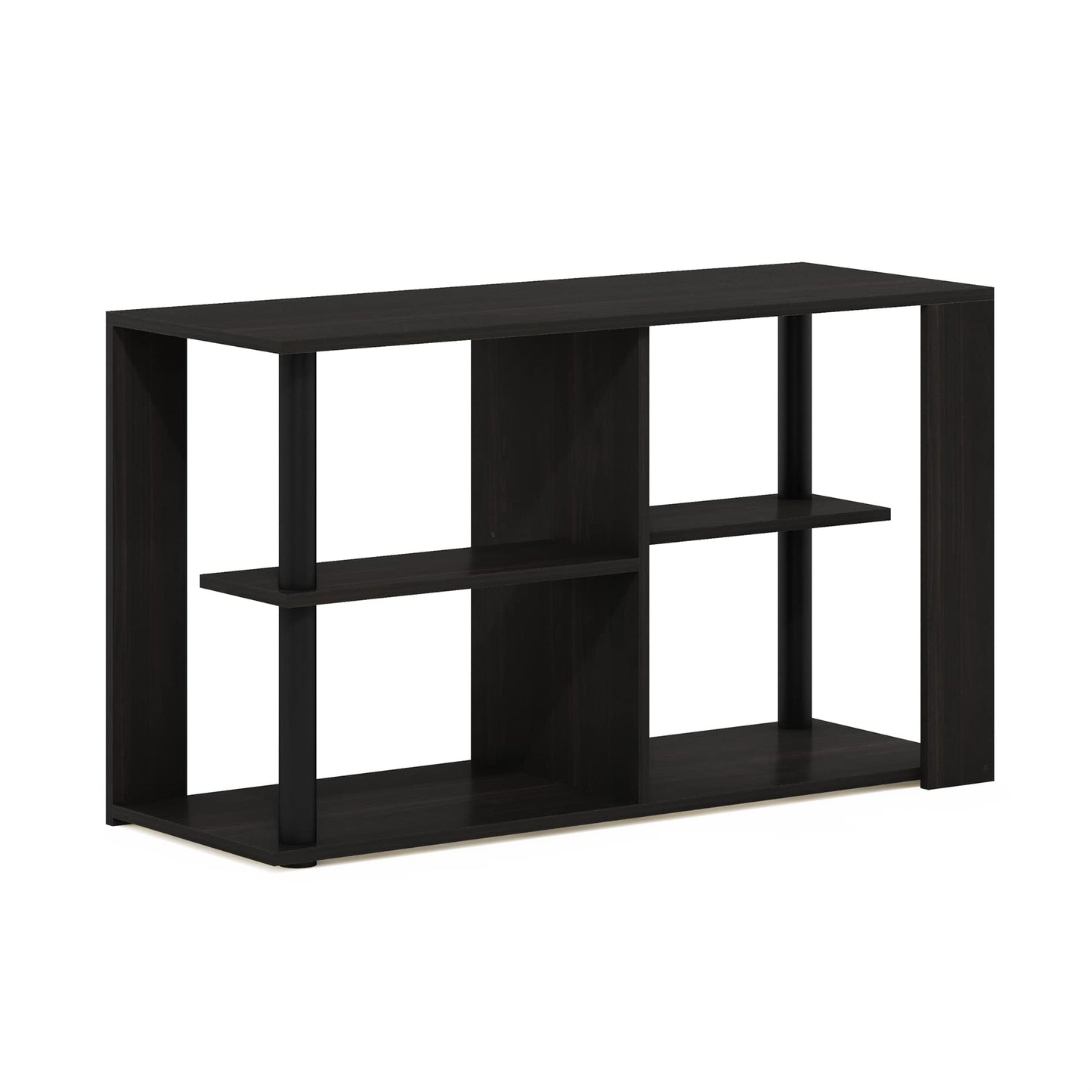 Furinno Romain Narrow End Table with Shelves, Espresso/Black