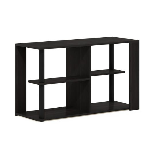 Furinno Romain Narrow End Table with Shelves, Espresso/Black