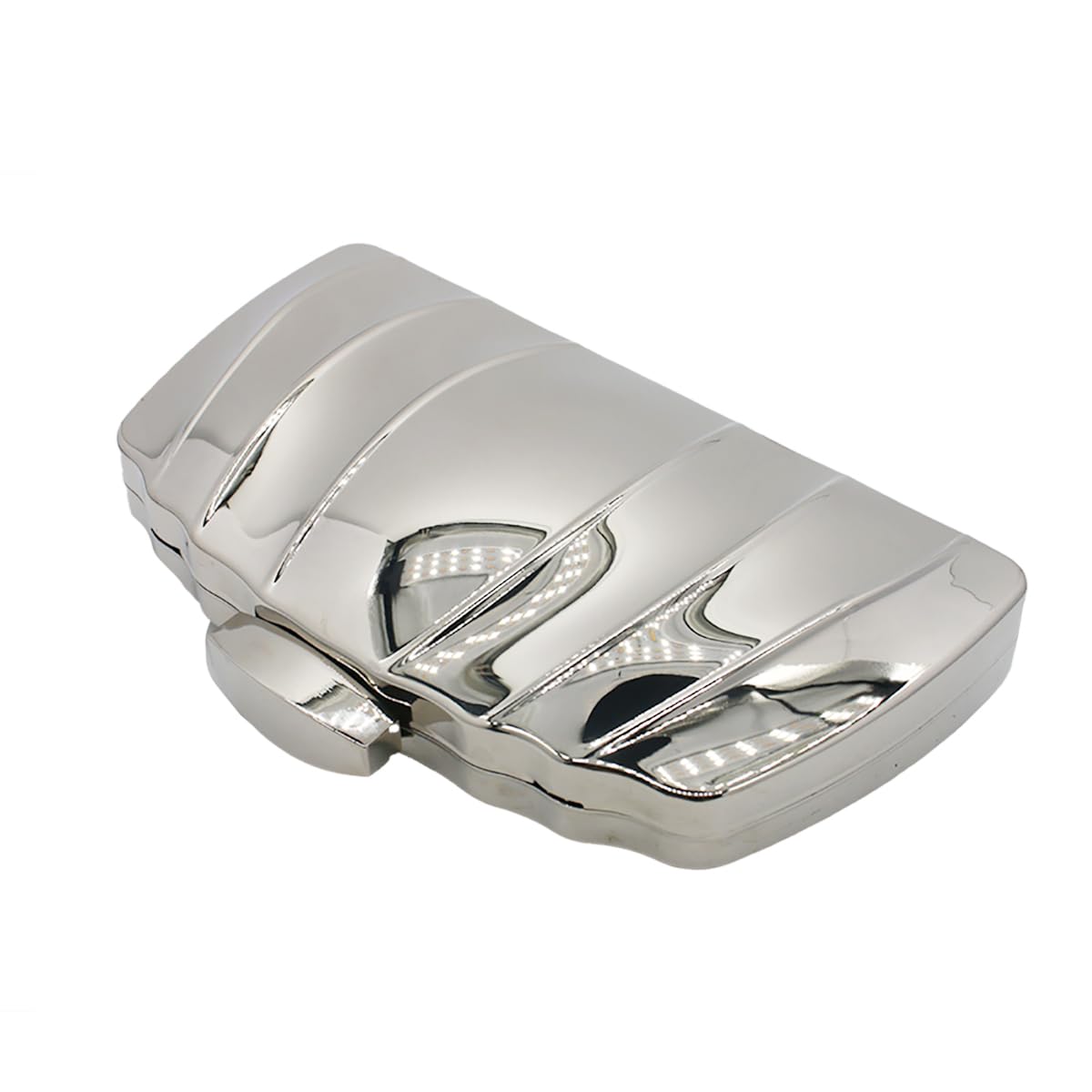 PENGZHI Women Sparkly Metal Clutch Purse Unique Metallic Evening Bag Wedding Clutch Metal Box Handbag Purse Party Shoulder Bag, Silver