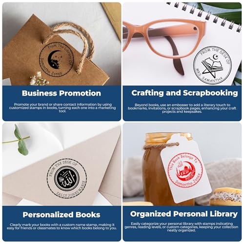Personalized Name and Book Stamper - Self-Inking Respected Crescent Customized Library Stamp for Imams - Custom Book Stamp - Ideal for Personal Libraries, Religious Books, and Educational Materials