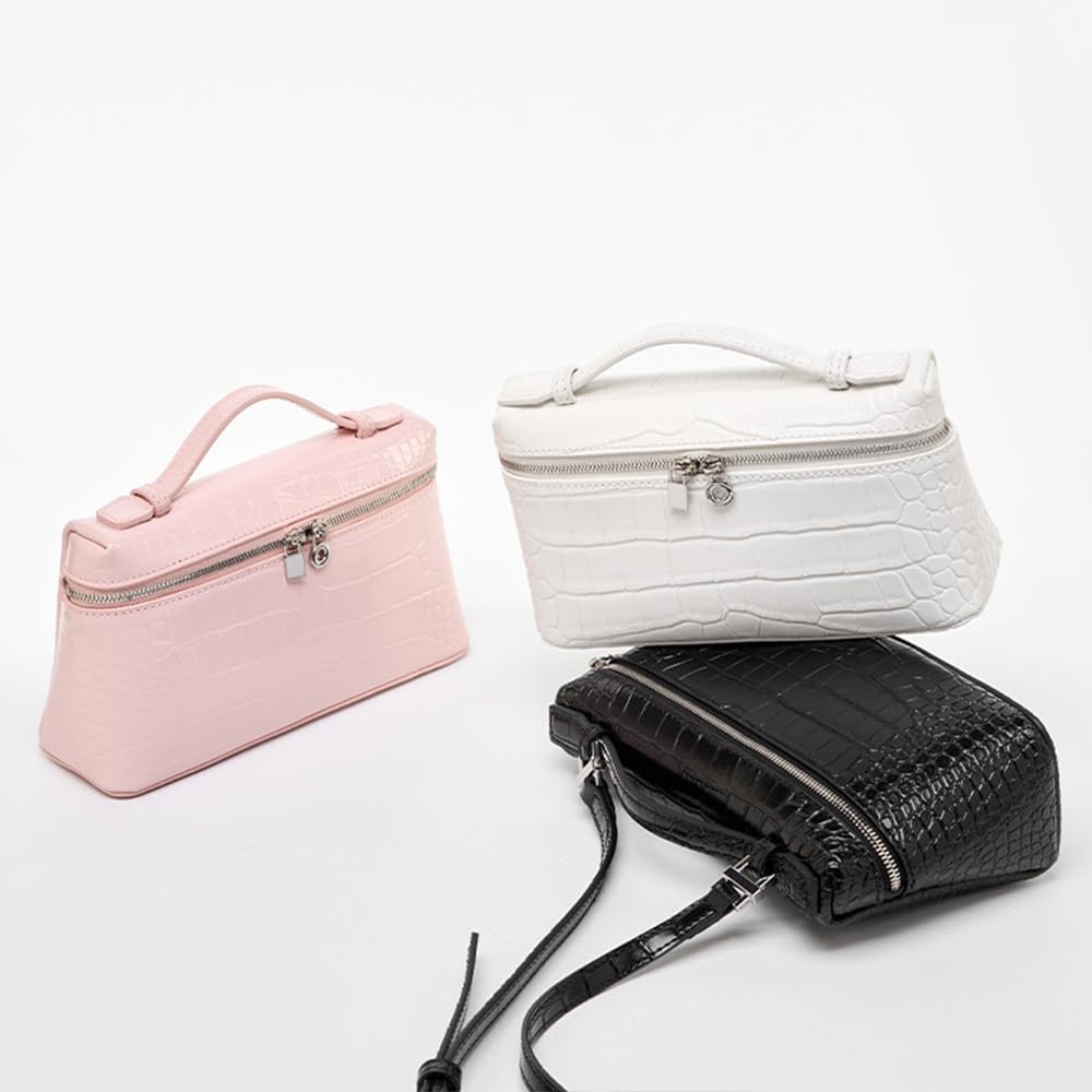 Rejolly Crossbody Bag for Women Small Top-Handle Pouch Purse Designer Shoulder Handbag Quiet Luxury Leather Trendy Purse Crocodile Black
