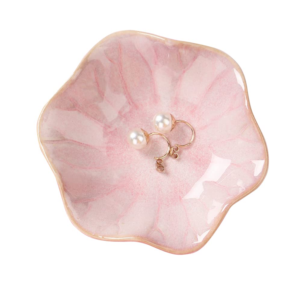 Binoster Ceramic Leaf Jewelry Dish, Pink Key Tray, Modern Jewelry Holder, Small Ring Dish, Trinket Tray, Nightstand Decor