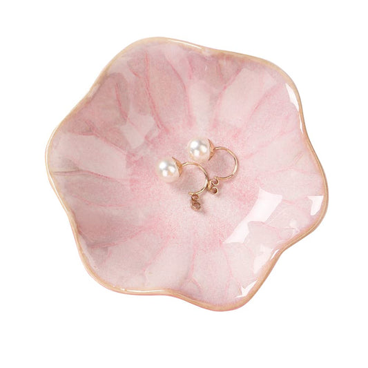 Binoster Ceramic Leaf Jewelry Dish, Pink Key Tray, Modern Jewelry Holder, Small Ring Dish, Trinket Tray, Nightstand Decor