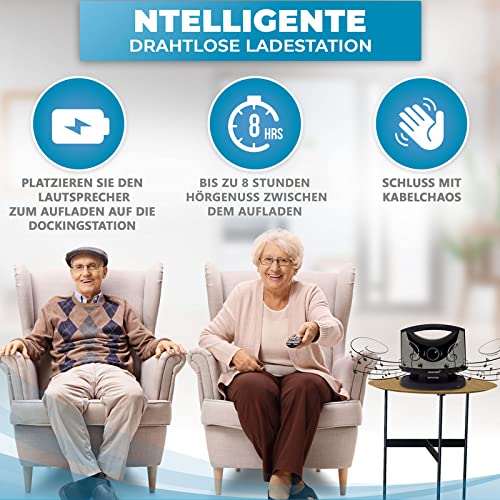 SEREONIC Portable Wireless Speakers for Smart TV - Ideal for TV Watching Without The Blaring Volume - Designed for Hard of Hearing, Elderly, and Seniors - 100ft Range