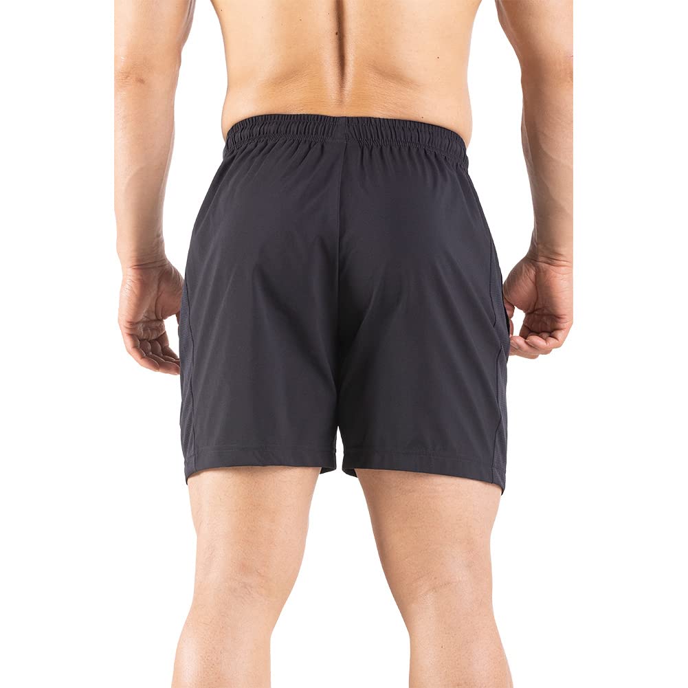 Gaglg Men's 5" Running Shorts 2 Pack Quick Dry Athletic Workout Gym Shorts with Zipper Pockets Black/Black,Small