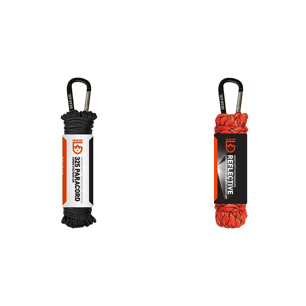 GEAR AID 325 Paracord and Carabiner, Utility Cord for Camping and Hiking,