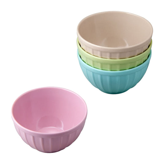 Supreme Housewares Round Ribbed Dessert Bowls, Melamine Ice Cream Bowls, Small Prep Bowls, Durable and BPA-Free, for Dipping Sauce, Ice Cream, and Side Dishes, Pastel Colors, 4.75 Inch, Set of 4