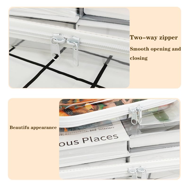 3 Pack Clear Hard Shell Zipper Case, Plastic Storage Pouch Bags With Zipper (Clear, Small+Medium+Large)