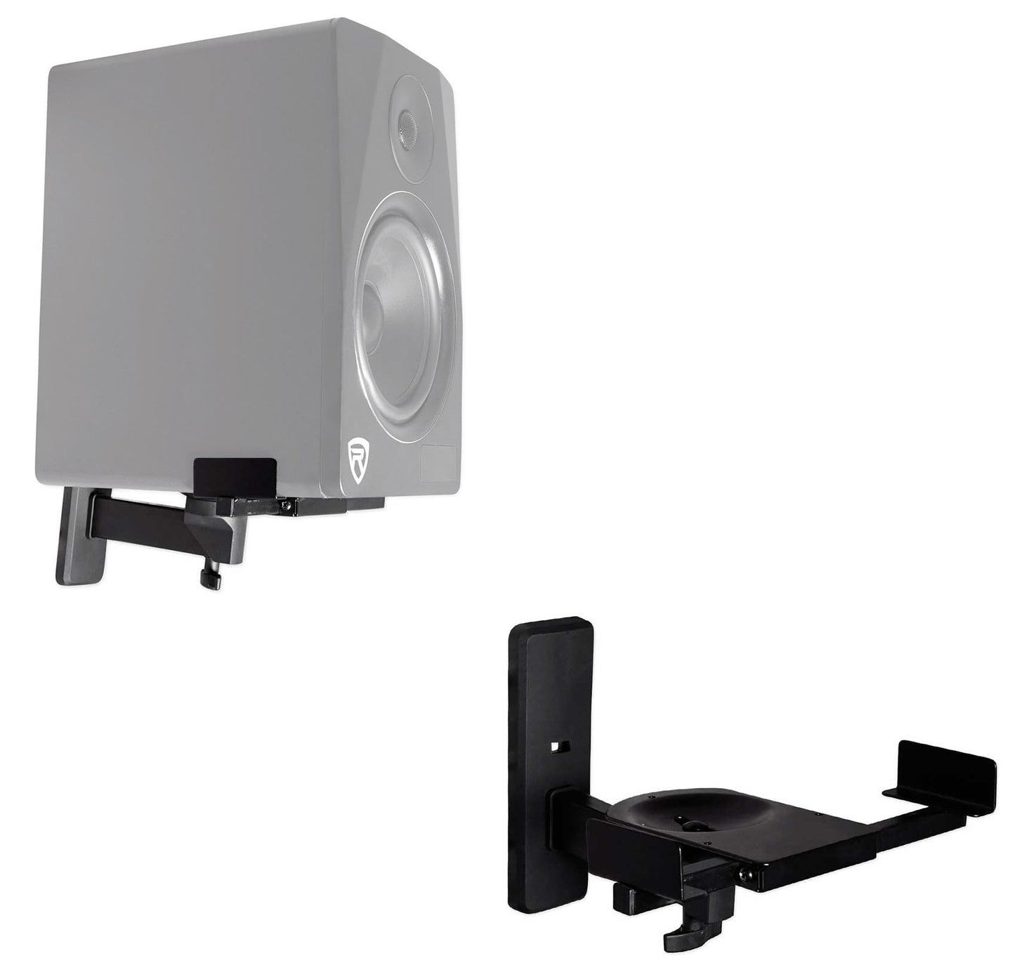 Rockville RHSB8 Adjustable Wall Mount Speaker Brackets (Pair), 180-Degree Swivel, 10-Degree Tilt, 40lb Capacity, Perfect for Home Theater and Studio Monitors