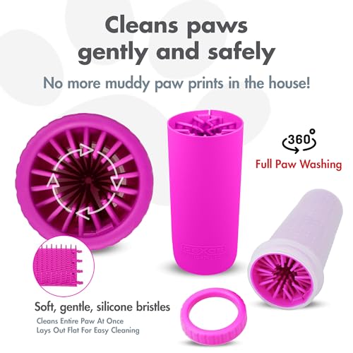 Dexas MudBuster Portable Large Dog Paw Cleaner, Fuchsia - Premium Pet Supplies and Accessories